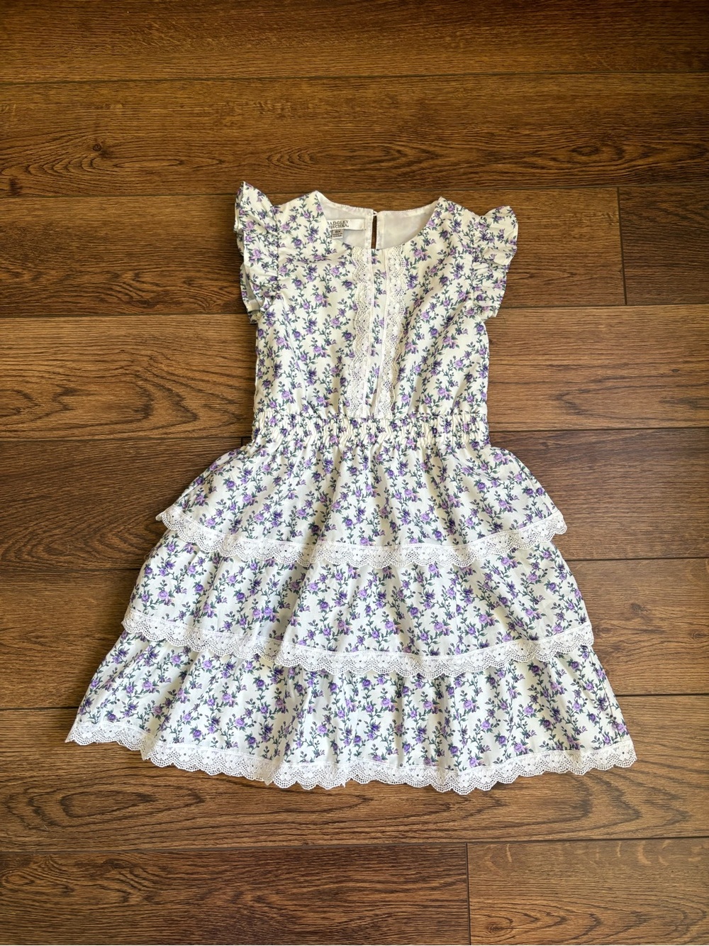 Badgley Mischka White Floral Tiered Dress  Girls Size 6X